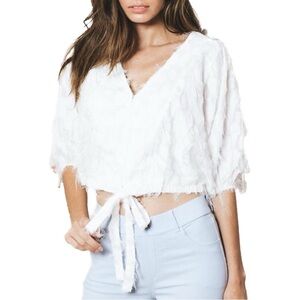 Nwt Amaryllis White Tie-Front Feathery Crop Top (P11.7)